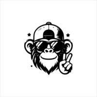 Monkey wearing sunglasses and a cap vector