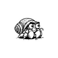 A cartoon snail with eyes and a shell vector