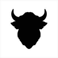 A black silhouette of a buffalo head on a white background vector