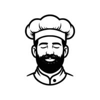 A black and white illustration of a chef with a beard vector