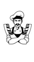 A chef with a knife in his hands vector