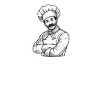 A drawing of a chef with a mustache vector