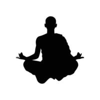 Silhouette of a man sitting in lotus position vector
