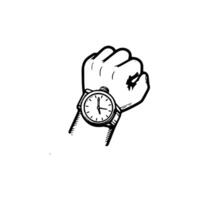 A drawing of a fist with a watch on it vector