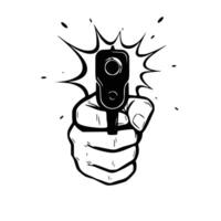 Hand holding gun vector