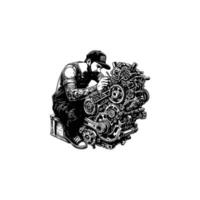 A man is working on a car engine vector