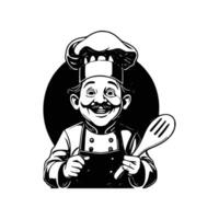 Chef with a spoon and spatula illustration vector