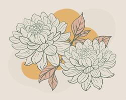 Elegant Line Art Dahlias vector