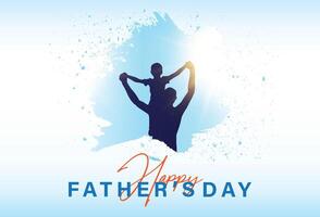 Happy father's day with silhouette of dad and son on the memory of childhood with blue banner template background vector
