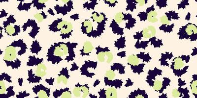 Seamless abstract leopard print pattern with light background and playful black and green spots. Trendy design perfect for fashion, textile, packaging, and modern branding projects vector