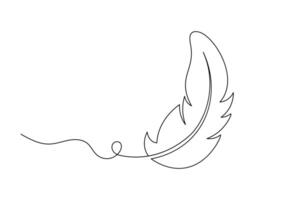 Minimalist Feather Quill Elegant One Line Art Drawing, for Writing and Calligraphy Designs vector