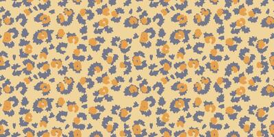 Seamless abstract leopard print pattern in yellow and gray tones on a beige background. Trendy animal inspired design for fashion, textiles, and modern branding vector