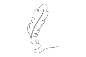 Minimalist Feather Quill Elegant One Line Art Drawing for Writing Calligraphy Designs vector