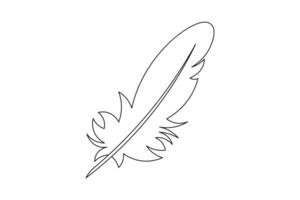 Minimalist Feather Quill Elegant One Line Art Drawing for Writing and Calligraphy Designs. vector