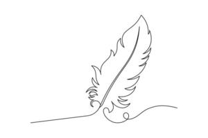 Minimalist Feather Quill Elegant One Line Art Drawing for Writing and Calligraphy Designs vector