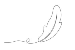 Minimalist Feather Quill Elegant One Line Art Drawing for Writing and Calligraphy, Designs vector