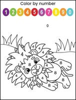Coloring page Lion with Color by Number vector
