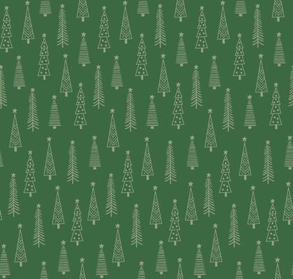 Seamless Christmas Tree Pattern For Gift Wrap Paper And Fabric Print