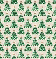 Seamless Christmas Tree With Star Pattern For Gift Wrap Paper And Fabric Print vector