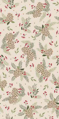 Seamless Christmas Pine Cones And Fir For Gift Wrap Paper And Fabric Print