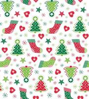 Seamless Christmas Pattern On White Background For Gift Wrap Paper And Fabric Print vector