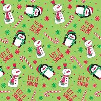 Seamless Christmas Pattern On Green Background vector