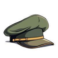 military green cap casting shadow on white background vector