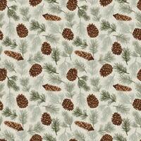 Seamless Christmas Pine Cone With Fir And Berries On Natural Background For Gift Wrap Paper And Fabric Print vector