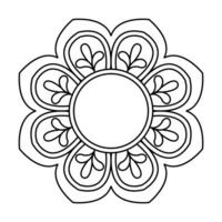 Abstract Flowing Patterns Mandala in Black and White Coloring Book Page vector