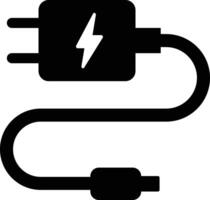 Charger icon. plug with a lightning bolt. black design in trendy style vector