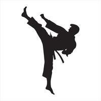 A black karate man silhouette vector