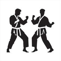 A karate man silhouette white background vector