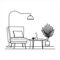 Elegant One Line Coffee Table Home Interior Element vector