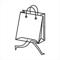 Shopping Bag Line Art Minimal Design vector