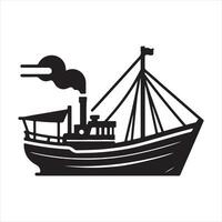 Junk boat silhouette on white background vector