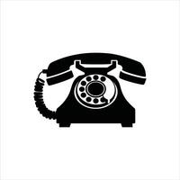 Classic Rotary Phone Silhouette Isolated Retro Communication Icon vector