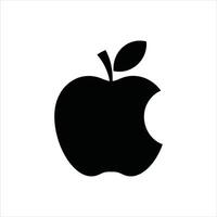 Black Apple Silhouette Minimal Fruit Icon on White Background vector