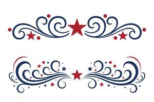 Patriotic stars and swirly designs elements vector