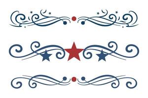 4th of July lettering header Ornate swirls vector