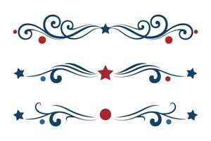 A set of patriotic swirls flourish divider vector