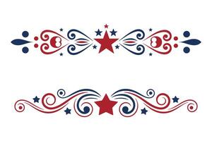 Patriotic Scroll Dividers with Red and Blue Swirls vector