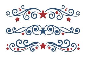 Set of Patriotic scroll flourish divider swirls vector