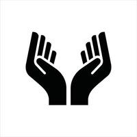 Open Palms Icon Compassion and Help Silhouette Design vector