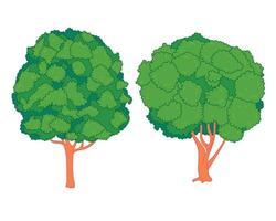 Nature-themed flat or lowbrow illustration of two trees. Great for eco-friendly design elements, outdoor projects, forest graphics, and minimal environmental artwork vector