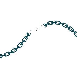 Flat or lowbrow illustration of a broken chain, symbolizing freedom and strength. for easy use in social campaigns, independence visuals, protest art, or personal empowerment vector