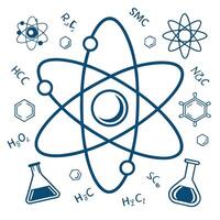 An image of an atom and its symbols vector