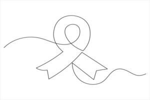 Ribbon continuous one line drawing in minimalist style outline illustration vector