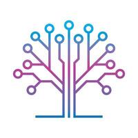 Creative circuit technology tree icon. vector