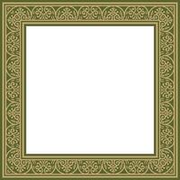 square gold with green border, frame, Pompeii. Rectangle Neopolitan ornament. Art Ancient Rome vector