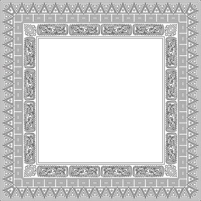 Native American square contour pattern. Geometric shapes in a rectangle . National ornament of the peoples of America, Maya, Aztecs, Inca